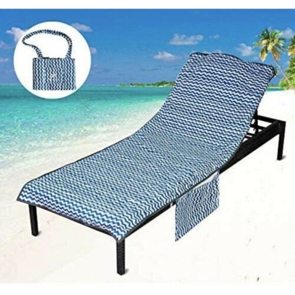 YOULERBU lounge chair cover Blanket Microfiber Beach Pool Swimming Pool Blue - Picture 1 of 8